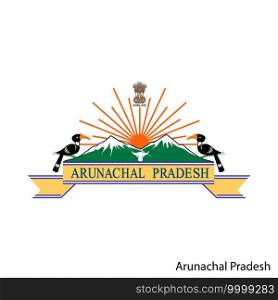Coat of Arms of Arunachal Pradesh is a Indian region. Vector heraldic emblem