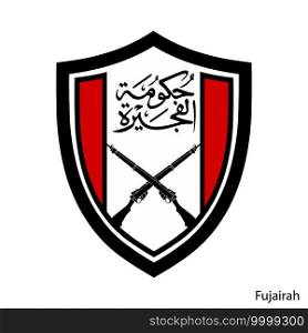 Coat of Arms of Fujairah is a United Arab Emirates region. Vector heraldic emblem