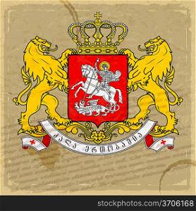 Coat of arms of Georgia on an old sheet of paper