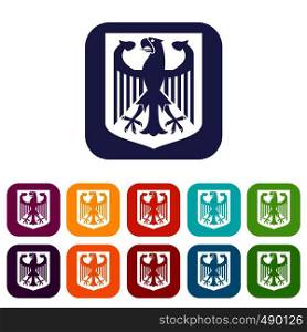 Coat of Arms of Germany icons set vector illustration in flat style in colors red, blue, green, and other. Coat of Arms of Germany icons set