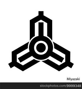 Coat of Arms of Miyazaki is a Japan prefecture. Vector heraldic emblem