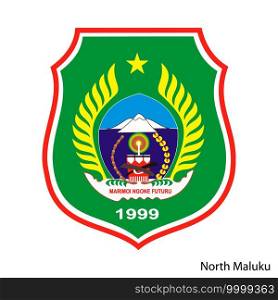 Coat of Arms of North Maluku is a Indonesian region. Vector heraldic emblem