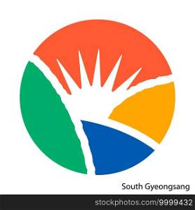 Coat of Arms of South Gyeongsang is a South Korea region. Vector heraldic emblem
