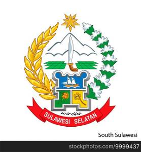 Coat of Arms of South Sulawesi is a Indonesian region. Vector heraldic emblem