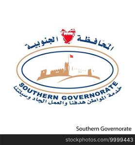 Coat of Arms of Southern Governorate is a Bahrain region. Vector heraldic emblem