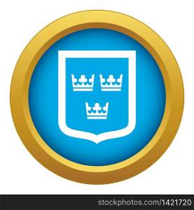Coat of arms of Sweden icon blue vector isolated on white background for any design. Coat of arms of Sweden icon blue vector isolated