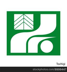 Coat of Arms of Tochigi is a Japan prefecture. Vector heraldic emblem
