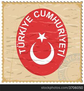 Coat of arms of Turkey on the old postage stamp