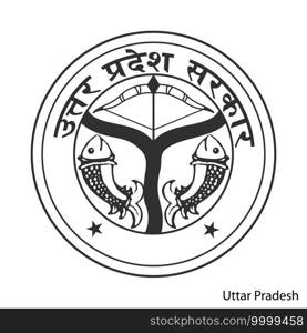 Coat of Arms of Uttar Pradesh is a Indian region. Vector heraldic emblem