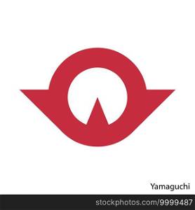 Coat of Arms of Yamaguchi is a Japan prefecture. Vector heraldic emblem