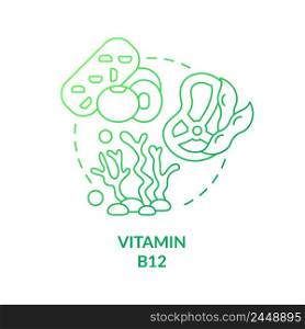 Cobalamin green gradient concept icon. Plant based meat alternative. Vitamin B. Source of nutrients abstract idea thin line illustration. Isolated outline drawing. Myriad Pro-Bold font used. Cobalamin green gradient concept icon