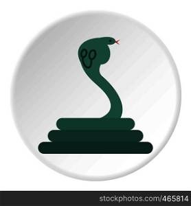Cobra icon in flat circle isolated on white vector illustration for web. Cobra icon circle