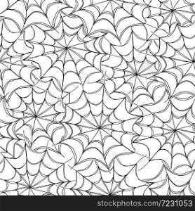 Cobwebs seamless pattern. Abstract background. Black and white vector illustration.