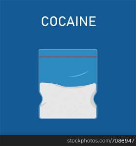 Cocaine in plastic bag. White drug dope. Sell meth in packet illegal. EPS 10. Cocaine in plastic bag. White drug dope. Sell meth in packet illegal.
