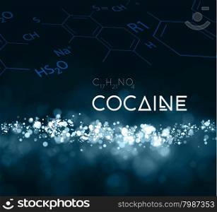 Cocaine powder with the chemical formula.. Cocaine powder with the chemical formula. Vector illustration