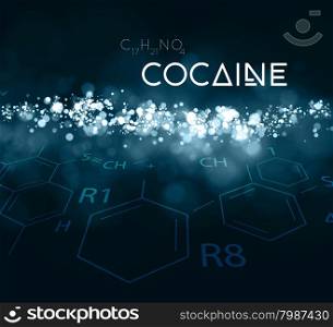 Cocaine powder with the chemical formula.. Cocaine powder with the chemical formula. Vector illustration