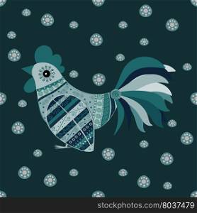 Cock bird ethnic pattern. Symbol 2017. New year. Fair and celebration. Fabulous animal. Cock bird ethnic pattern