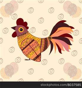 Cock bird ethnic pattern. Symbol 2017. New year. Fair and celebration. Fabulous animal. Cock bird ethnic pattern birthday balloons