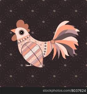 Cock bird ethnic pattern. Symbol 2017. New year. Fair and celebration. Fabulous animal. Cock bird ethnic pattern