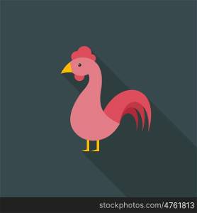 Cock in flat style. Vector illustration