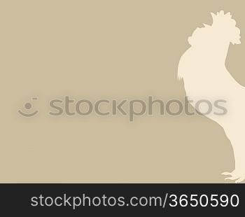 cock silhouette on brown background, vector illustration