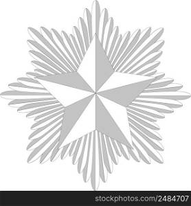 Cockade pentagonal star, badge swords circle, center five pointed star