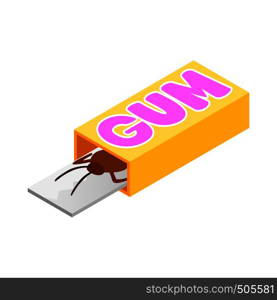 Cockroach in a box of gum icon in isometric 3d style on a white background. Cockroach in a box of gum icon, isometric 3d style