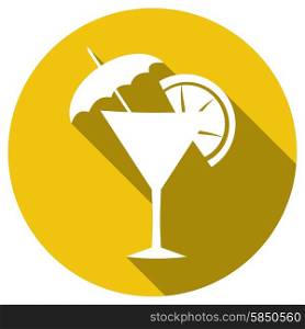 cocktail Flat Simple Icon with long shadow