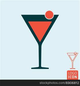 Cocktail glass icon. Alcoholic mixed drink symbol. Vector illustration.. Cocktail glass icon