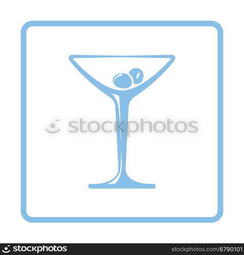 Cocktail glass icon. Blue frame design. Vector illustration.