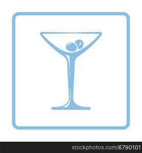 Cocktail glass icon. Blue frame design. Vector illustration.