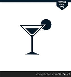 Cocktail Glass icon collection in glyph style, solid color vector