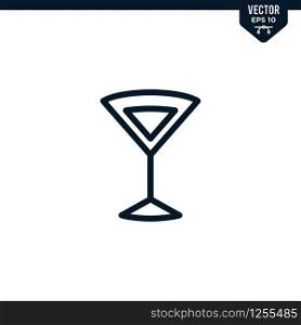 Cocktail Glass icon collection in outlined or line art style, editable stroke vector