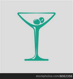 Cocktail glass icon. Gray background with green. Vector illustration.