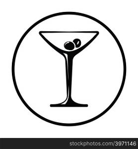 Cocktail glass icon. Thin circle design. Vector illustration.