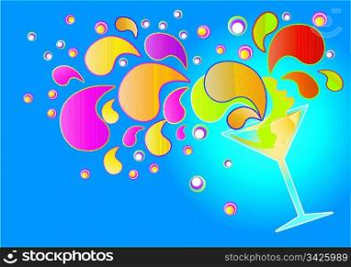 cocktail glass making a splash, vector illustration