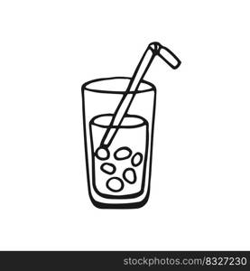 Cocktail. Hand drawn vector illustration. Line art style isolated isolated on white background.