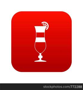Cocktail icon digital red for any design isolated on white vector illustration. Cocktail icon digital red