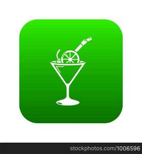 Cocktail icon green vector isolated on white background. Cocktail icon green vector