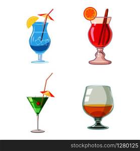 Cocktail icon set. Cartoon set of cocktail vector icons for web design isolated on white background. Cocktail icon set, cartoon style