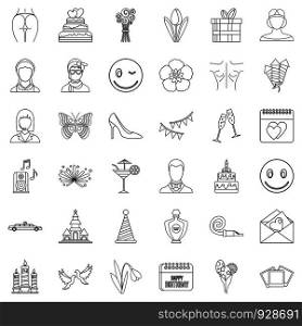 Cocktail icons set. Outline style of 36 cocktail vector icons for web isolated on white background. Cocktail icons set, outline style