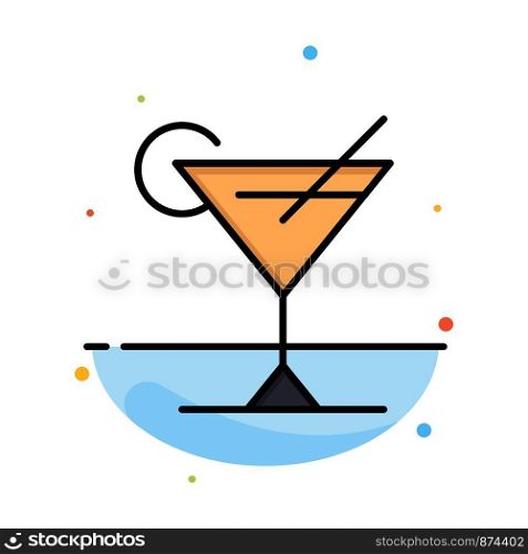 Cocktail, Juice, Lemon Abstract Flat Color Icon Template