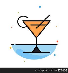 Cocktail, Juice, Lemon Abstract Flat Color Icon Template