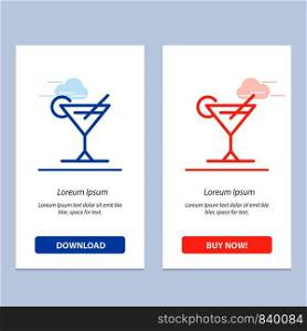 Cocktail, Juice, Lemon Blue and Red Download and Buy Now web Widget Card Template