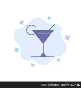 Cocktail, Juice, Lemon Blue Icon on Abstract Cloud Background