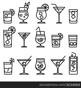 Cocktail line icons. Cocktail thin line icons. Alcohol cocktails drinks vector outline symbol or party cocktail signs