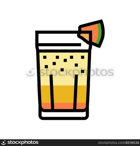 cocktail melon color icon vector. cocktail melon sign. isolated symbol illustration. cocktail melon color icon vector illustration