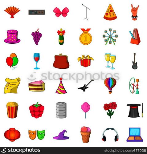 Cocktail party icons set. Cartoon style of 36 cocktail party vector icons for web isolated on white background. Cocktail party icons set, cartoon style