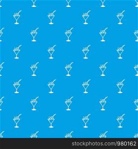 Cocktail pattern vector seamless blue repeat for any use. Cocktail pattern vector seamless blue