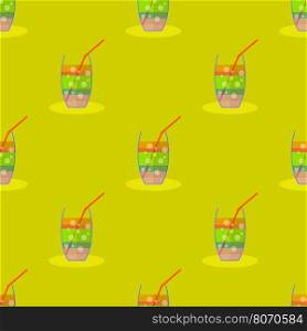 Cocktail Seamless Pattern on Yellow. Beverage Background.. Cocktail Seamless Pattern. Beverage Background.